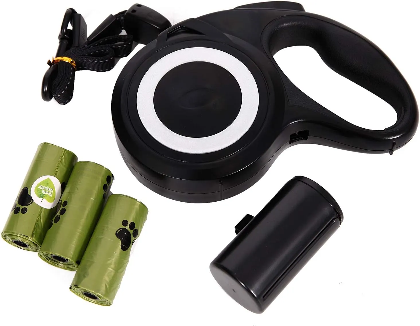 26 ft Heavy Duty Retractable Dog Leash, 360 Tangle Free Pet Walking Leash for Dogs with Anti-Slip Handle/Dispenser/Waste Bags, One-Hand Brake/Pause/Lock for Small/Medium/Large Dog or Cat(8M, Black)