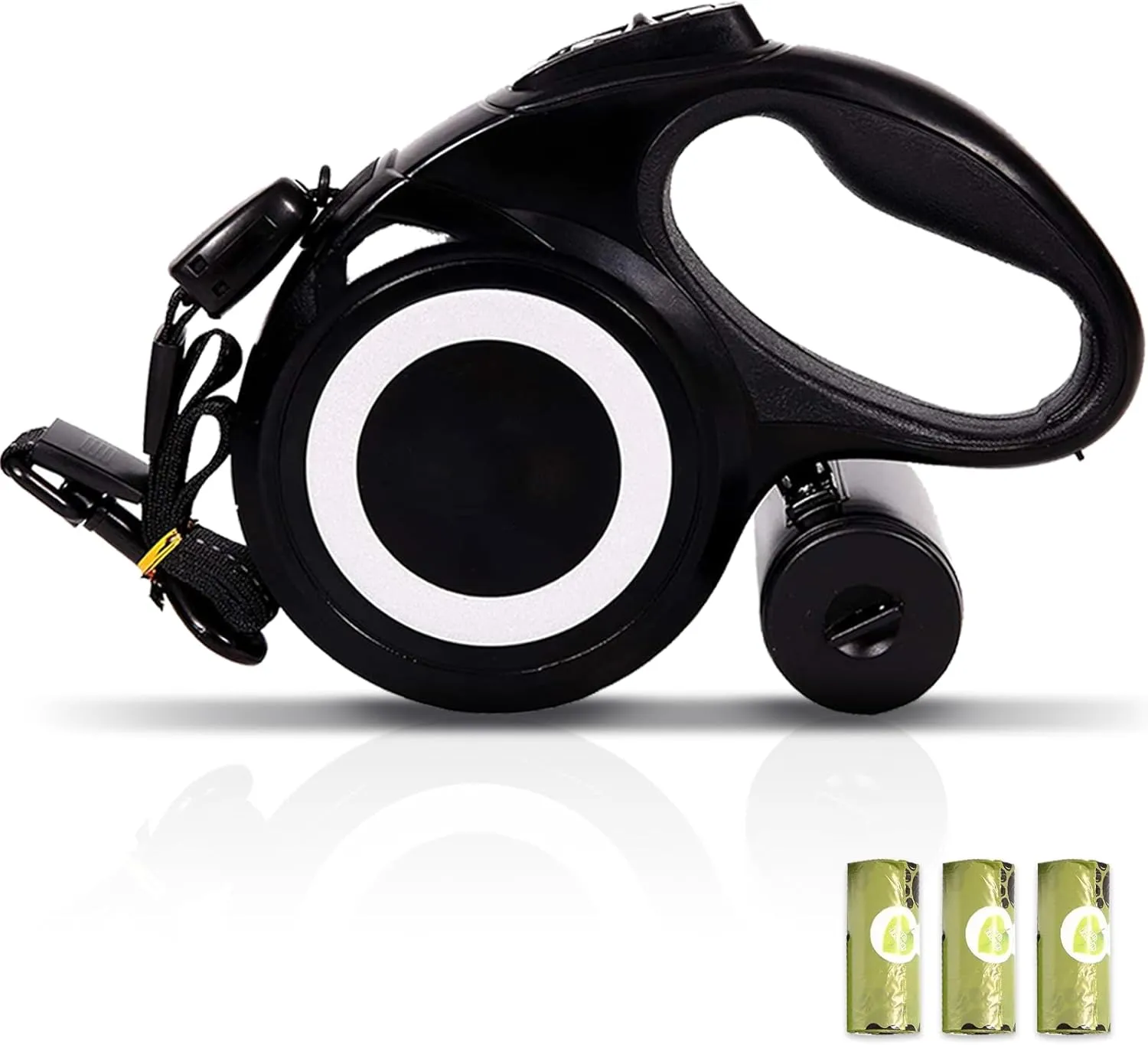 26 ft Heavy Duty Retractable Dog Leash, 360 Tangle Free Pet Walking Leash for Dogs with Anti-Slip Handle/Dispenser/Waste Bags, One-Hand Brake/Pause/Lock for Small/Medium/Large Dog or Cat(8M, Black)