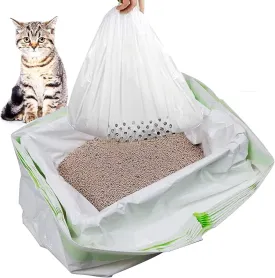35 Count Cat Litter Box Liners, Cat Litter Bags Kitty Sifting Litter Liners with Durable Drawstring Contains 30 Screening Bags with Holes   5 Non-porous Screening Bag (37" x 18")