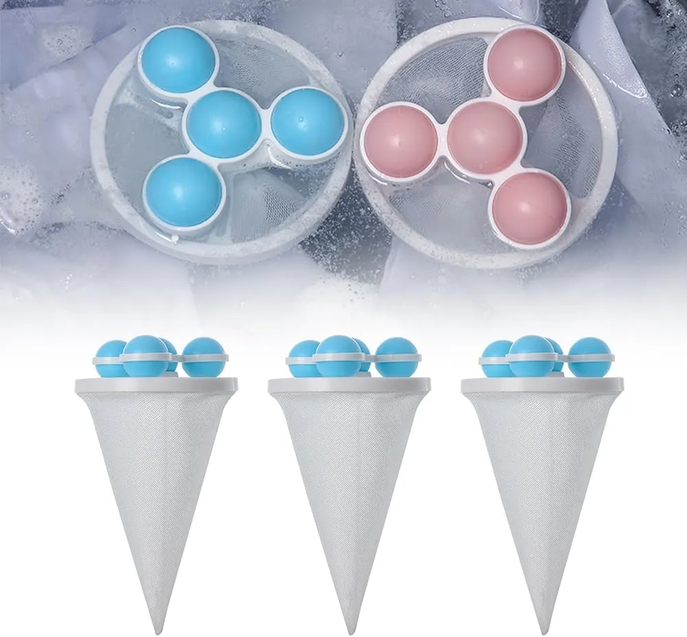 3PCS Floating Hair Filtering Mesh Removal, Washing Machine Filter Mesh Bag Pet Hair Remover for Laundry, Lint Catcher for Washing Machine Hair Catcher Reusable Laundry Pet Hair Catcher Bags (Blue)