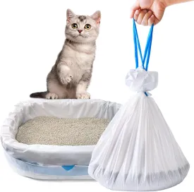 50 Count Cat Litter Liners Large 37x19" Jumbo Drawstring Litter Bags Extra-Thick Cat Litter Box Liners Heavy Duty Kitty Pan Liners for Easy Cleanup