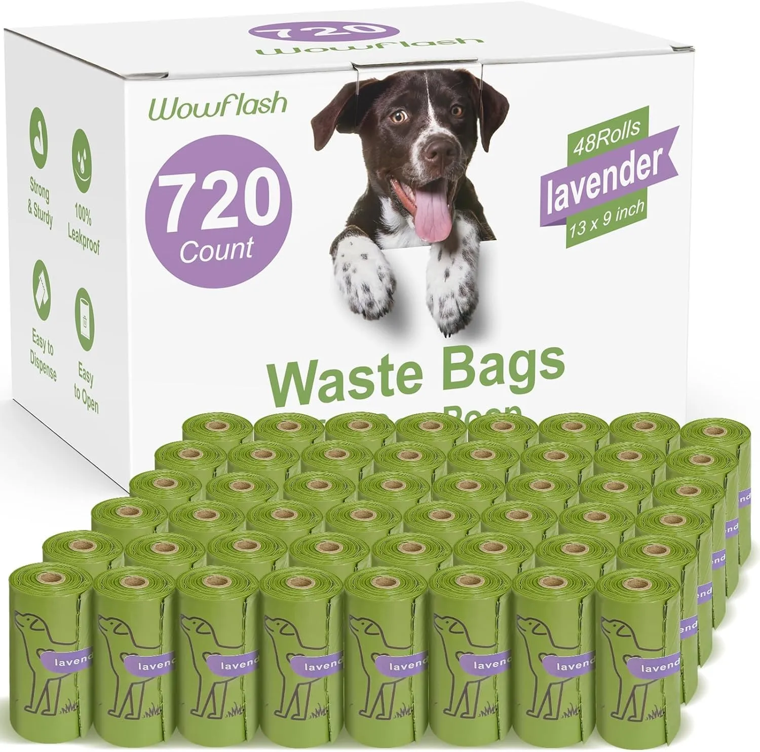 720 Count Lavender Scented 13 x 9Dog Poop Bags Rolls, Leakproof Strong & Sturdy Waste Bags for Doggie Cat Pet