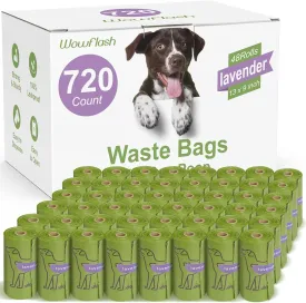 720 Count Lavender Scented 13 x 9Dog Poop Bags Rolls, Leakproof Strong & Sturdy Waste Bags for Doggie Cat Pet