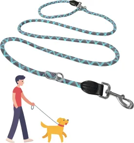 8.5ft Hands Free Multifunctional Crossbody Rope Reflective Dog Leash, Adjustable Waist, Highly Reflective Threads, for Small, Medium & Large Dogs (Gray Blue, 12mm)