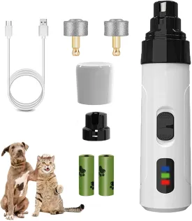 Accuratew Rechargeable USB Charging Electric Pet Nail Grinder, 2025 New Pet Nail Grinder for Dogs, 2-Speed Adjustable Low Noise Waterproof Pet Nail Grinder for Dogs
