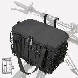 Bike Basket Front/Rear, Folding Bicycle Basket with Removable Liner Bag Quick Release Mental Storage Rack Carrying Pets, Fruit & Grocery Waterproof & Anti-Rust