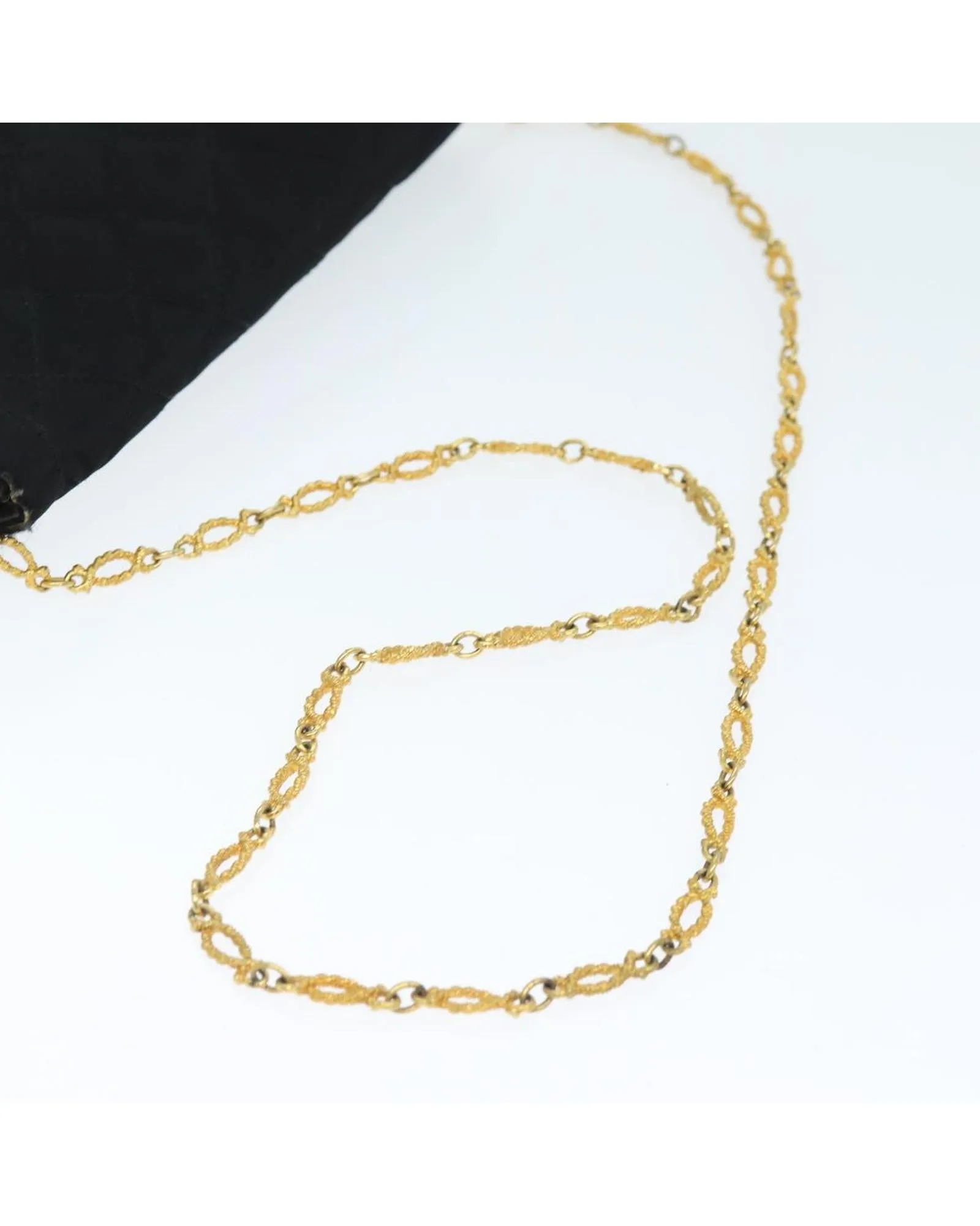 Black Satin Matelasse Chain Shoulder Bag with Guarantee Card - Authentic