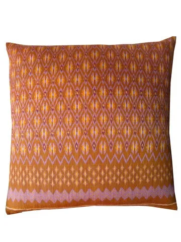 Cambodian Silk Ikat Pillow Caramel Amethyst