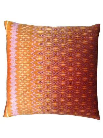 Cambodian Silk Ikat Pillow Caramel Amethyst