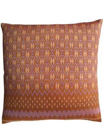 Cambodian Silk Ikat Pillow Caramel Amethyst