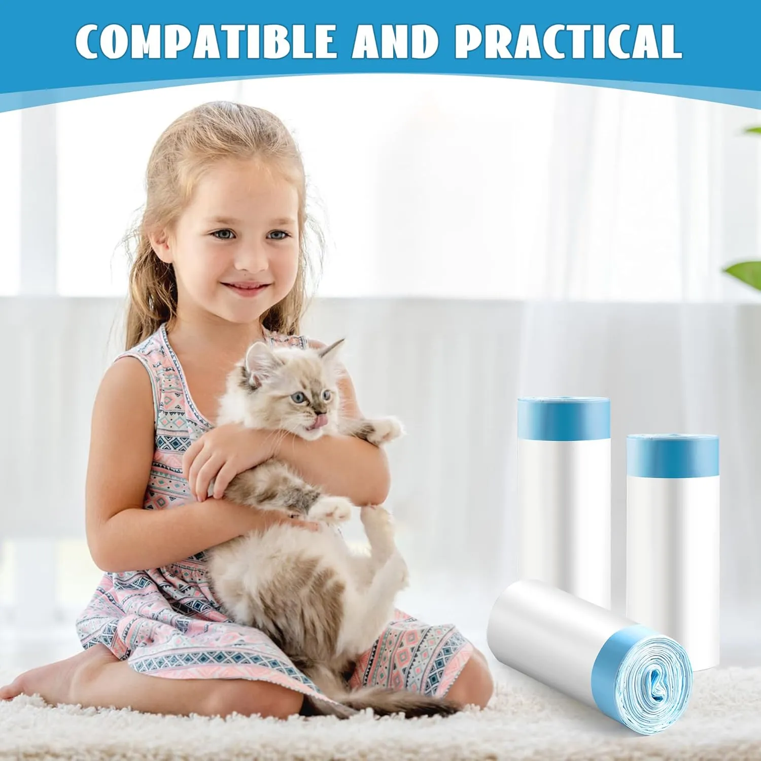 Cat Litter Box Liners 120 Count, Waste Bags for Self-Cleaning Cat Litter Box, Replacement Extra Large Cat Litter Box Liners, 26 x 15.7 Inches6 Packs/120 Counts