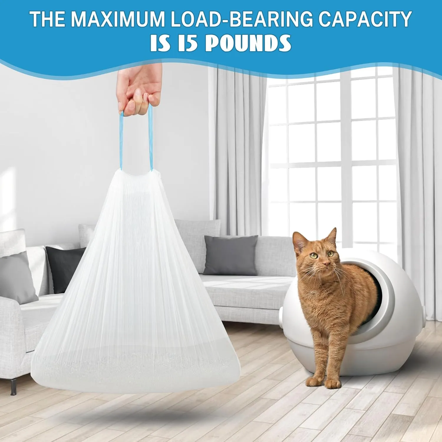 Cat Litter Box Liners 120 Count, Waste Bags for Self-Cleaning Cat Litter Box, Replacement Extra Large Cat Litter Box Liners, 26 x 15.7 Inches6 Packs/120 Counts