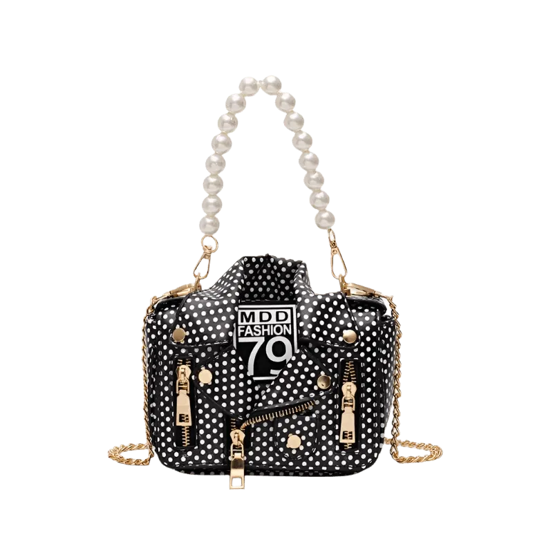 Chic Designer Women Messenger Bags with Pearl Handle and Chain Strap