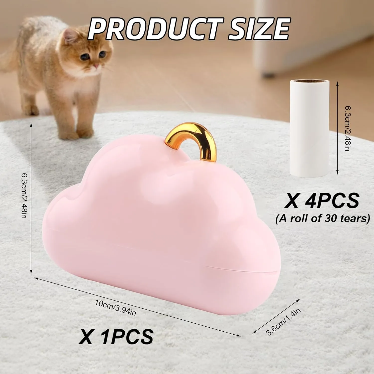 Cloud Mini Lint Roller Travel Size,Reusable Mini Travel Sticky Roller,Portable Lint Roller Dog and Cat Pet Hair Remover for Clothes, Furniture(Pink)