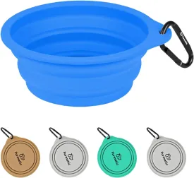 Collapsible Dog Bowls | Food-Grade Silicone Portable Bowl with Large Capacity | Foldable Travel Bowl for Hiking and Camping (Blue)