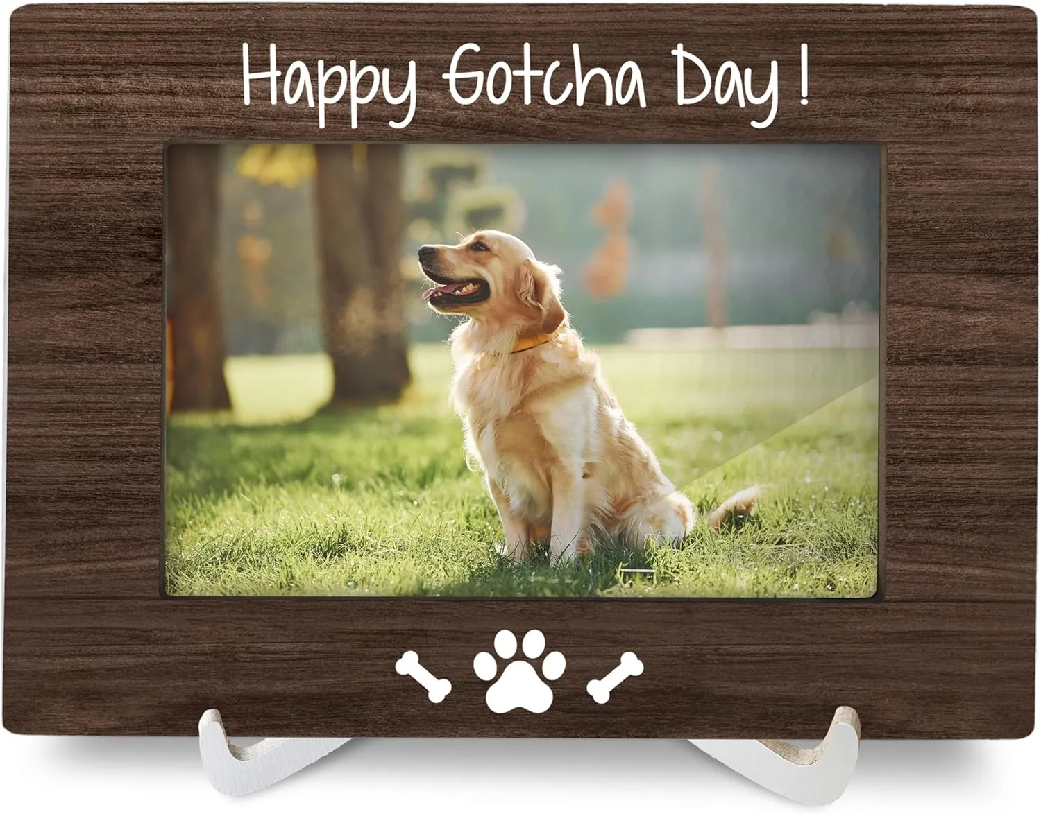 Dog Adoption Gifts 8x6 Picture Frames, Happy Gotcha Day, Dog Lovers Gifts for Women, Dog Pet Adoption Wood Photo Frame, New Dog Gift Dog Mom Dog Owner Picture Frame for Wall Tabletop Display