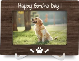 Dog Adoption Gifts 8x6 Picture Frames, Happy Gotcha Day, Dog Lovers Gifts for Women, Dog Pet Adoption Wood Photo Frame, New Dog Gift Dog Mom Dog Owner Picture Frame for Wall Tabletop Display