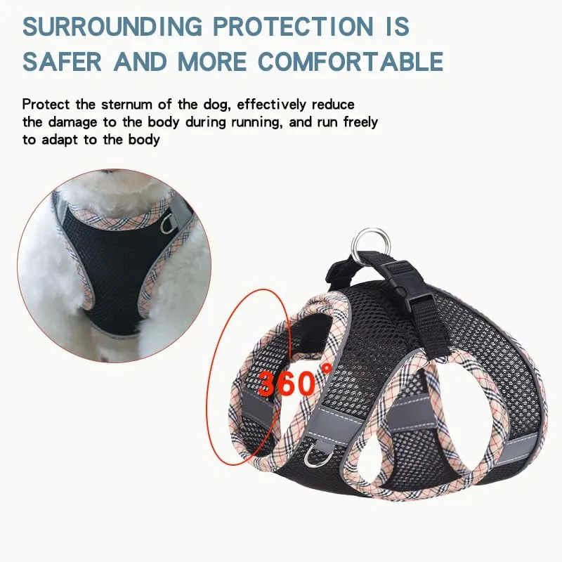 Dog Harness and Leash Set, No Pull Adjustable Reflective Pet Harness for Small Medium Dogs, Easy Walk Step in Vest Harness Outdoor Hiking Training for Extra Small Dogs, Puppy, Cats(Beige, XXS)