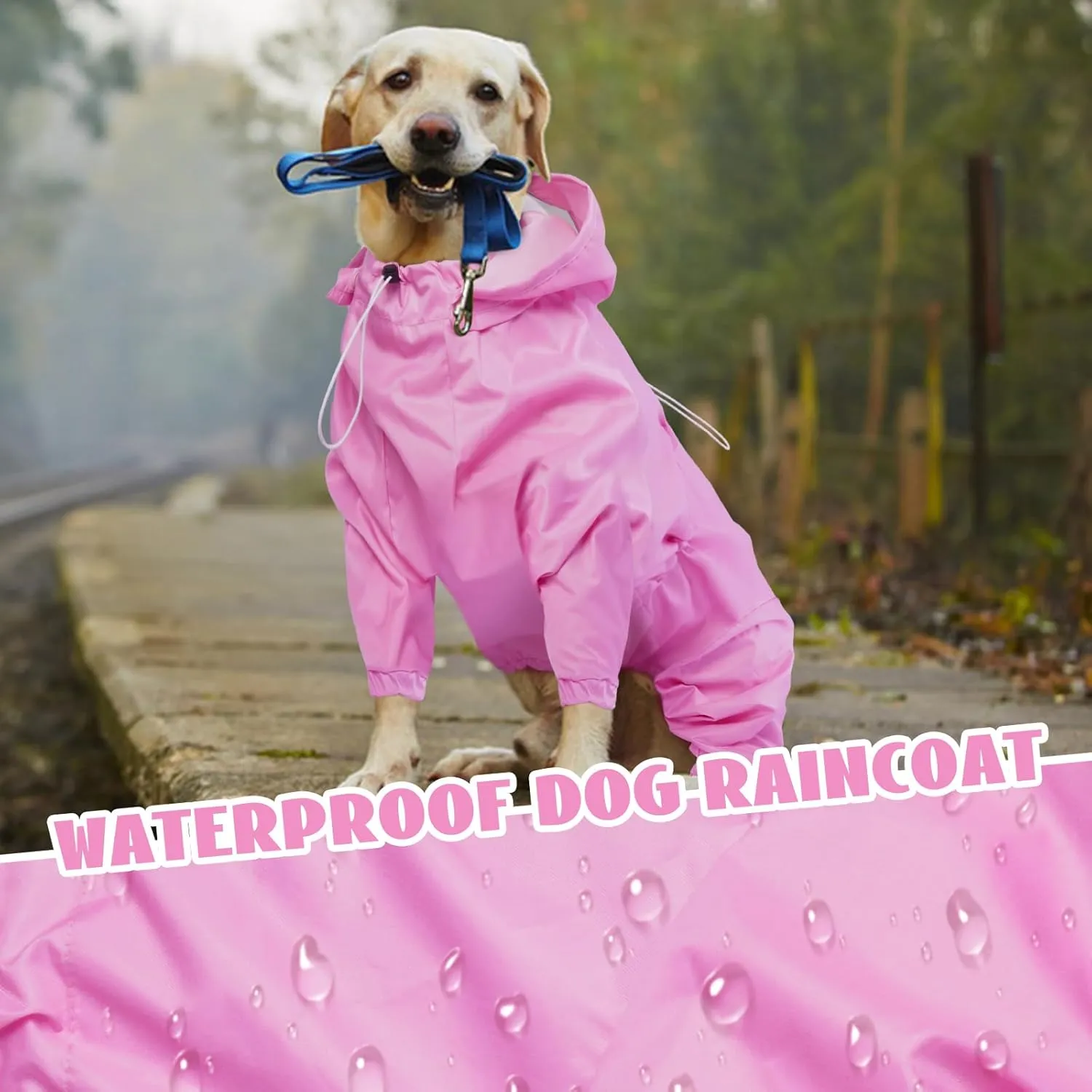 Dog Rain Jacket for Large Dogs, Waterproof Dog Raincoats with Clear Hooded for Large Dogs, Full Body Rain Caot, Poncho, Rainwear, Golden Retriever, Weimaraner (Pink XXL)