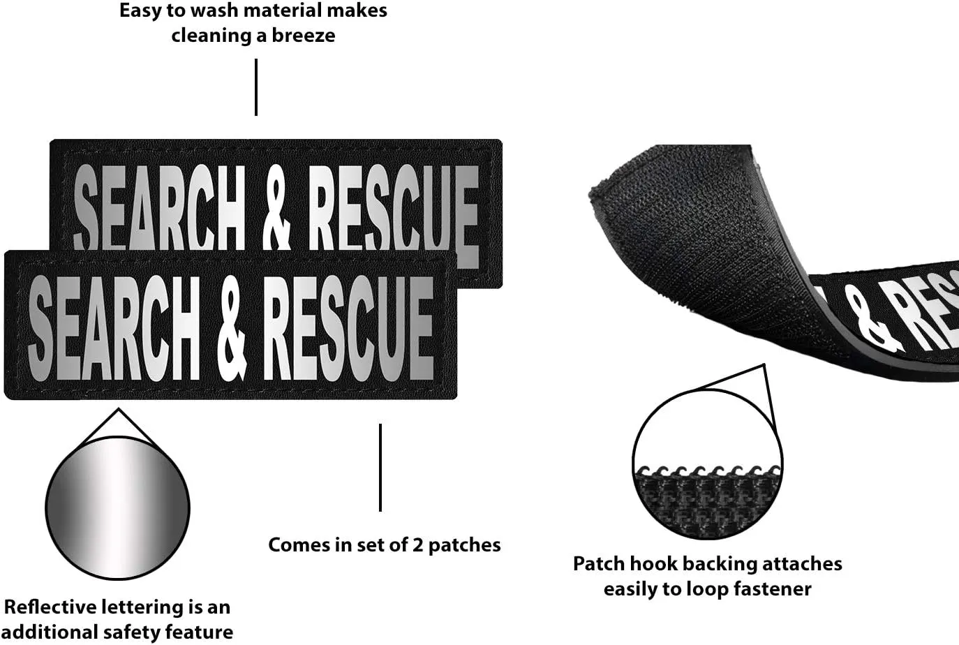 Dogline Search & Rescue Removable Velcro Patches, Small/Medium
