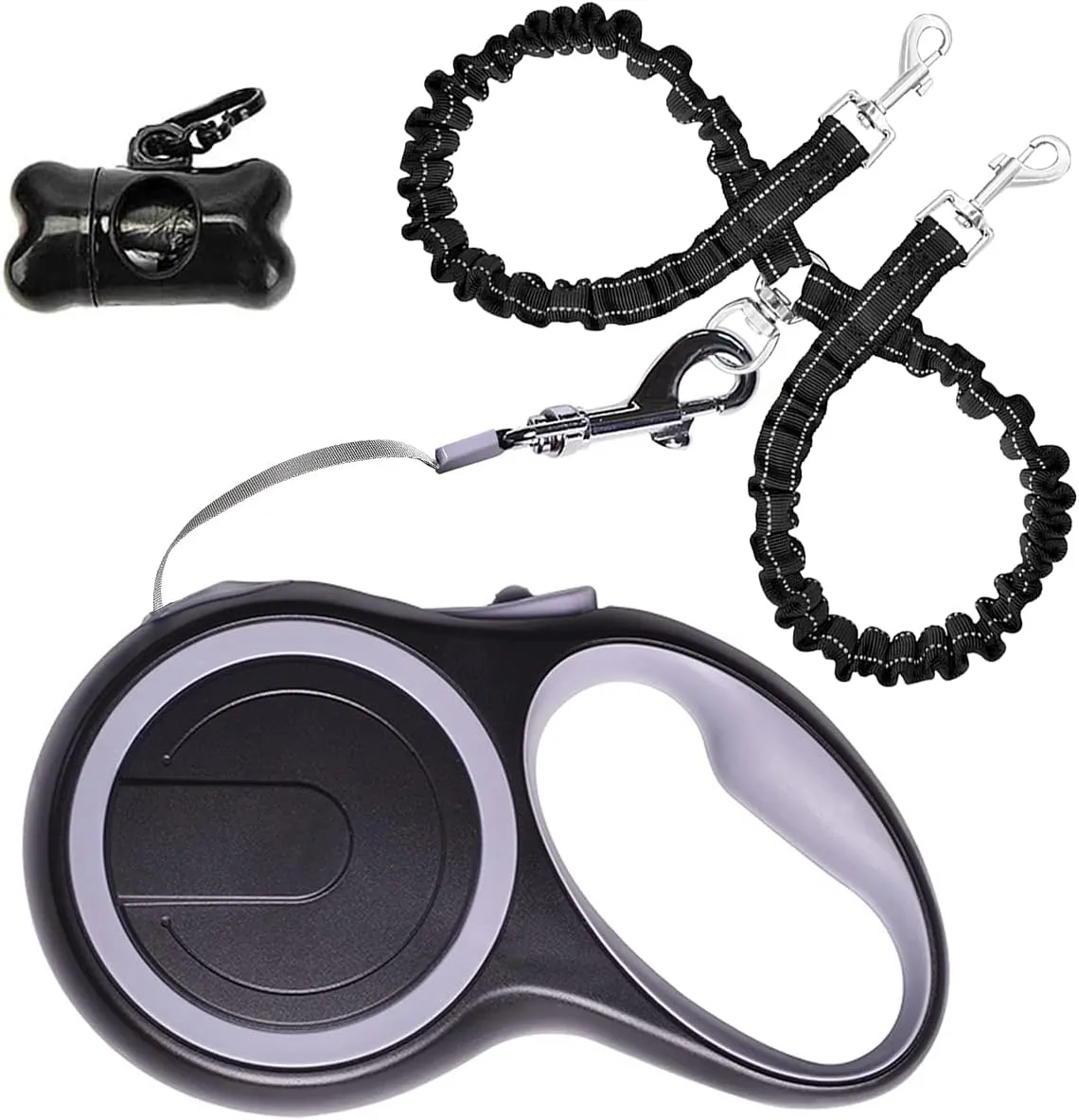 Dual Retractable Dog Leash for 2 Dogs - 16ft Heavy-Duty Retractable Leash for Medium to Large Dogs up to 110lbs/50kg, One-Hand Control with Lock & Brake, Anti-Tangle Design & Non-Slip Grip