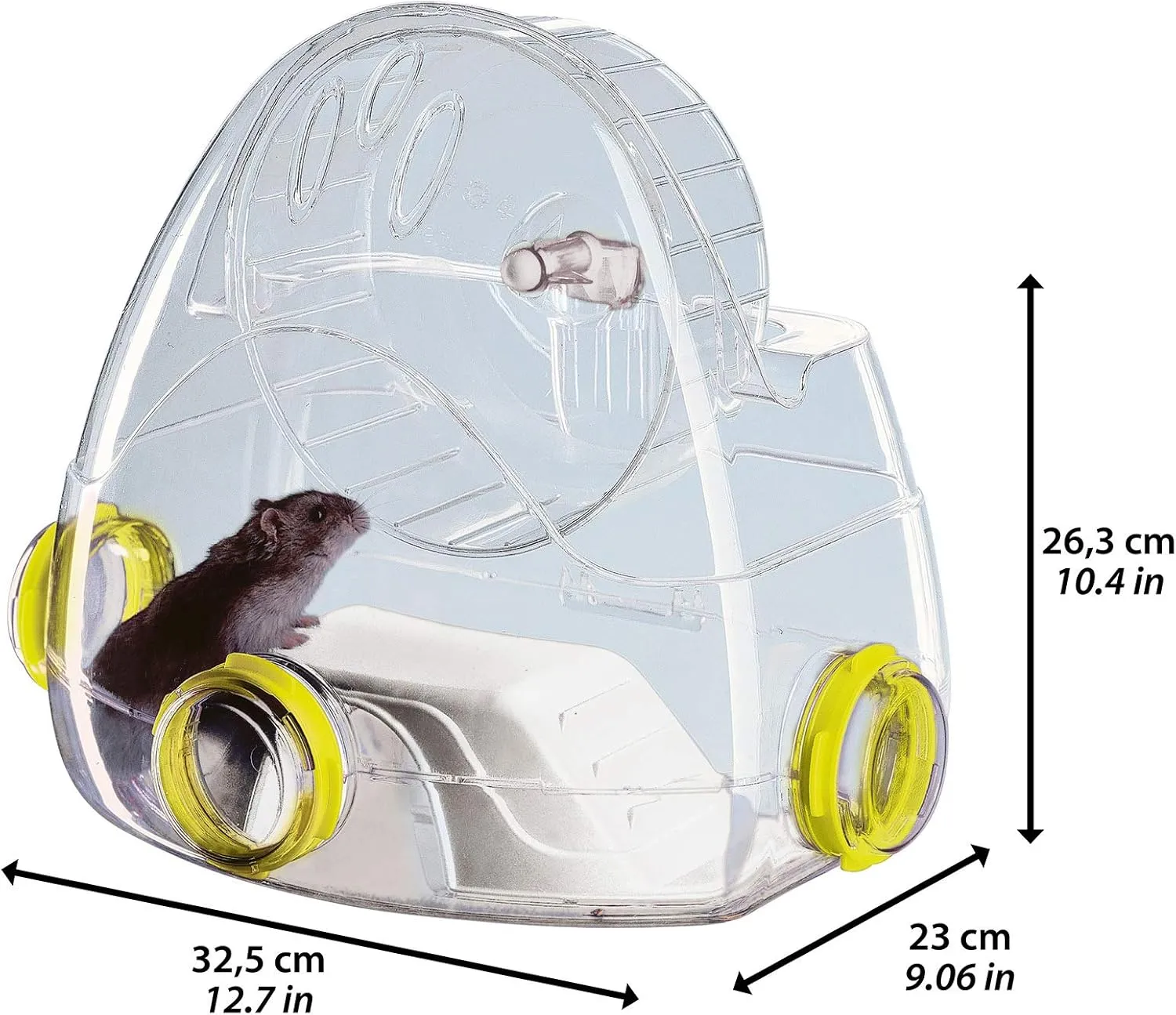 Ferplast Modular Hamster Gym Add-on Unit, Includes Exercise Wheel & 3 Connecting Ports, 12.7L x 9.06W x 10.4H Inches, Clear