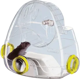 Ferplast Modular Hamster Gym Add-on Unit, Includes Exercise Wheel & 3 Connecting Ports, 12.7L x 9.06W x 10.4H Inches, Clear
