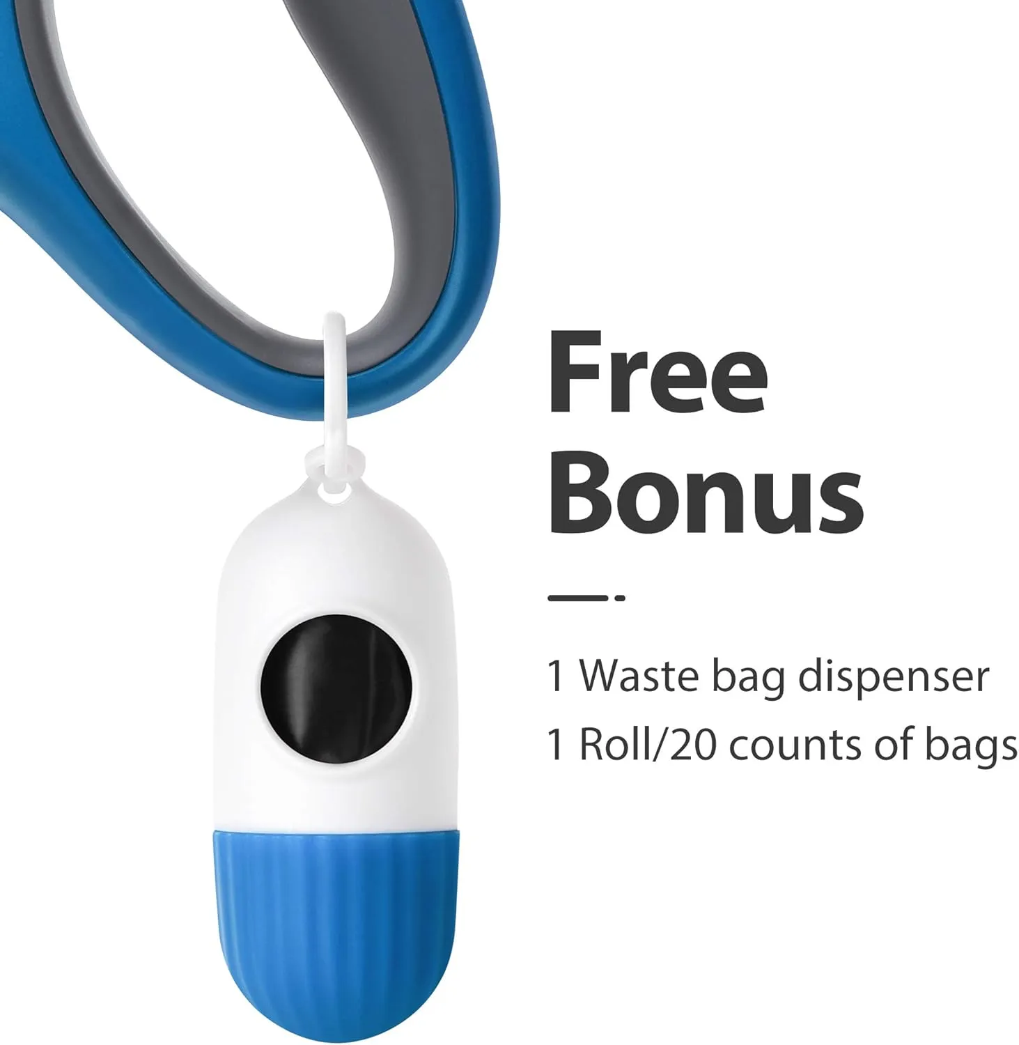 Fida Retractable Dog Leash with Dispenser and Poop Bags, 16 ft Pet Walking Leash for Small Dog or Cat up to 26 lbs, Anti-Slip Handle, Tangle Free, Reflective Nylon Tape (S, Blue)