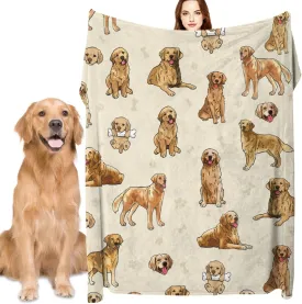 Golden Retriever Blanket - Soft Flannel Fleece Dog Throw for Pet Lovers, Women, Boys, Girls - 40" x 30"