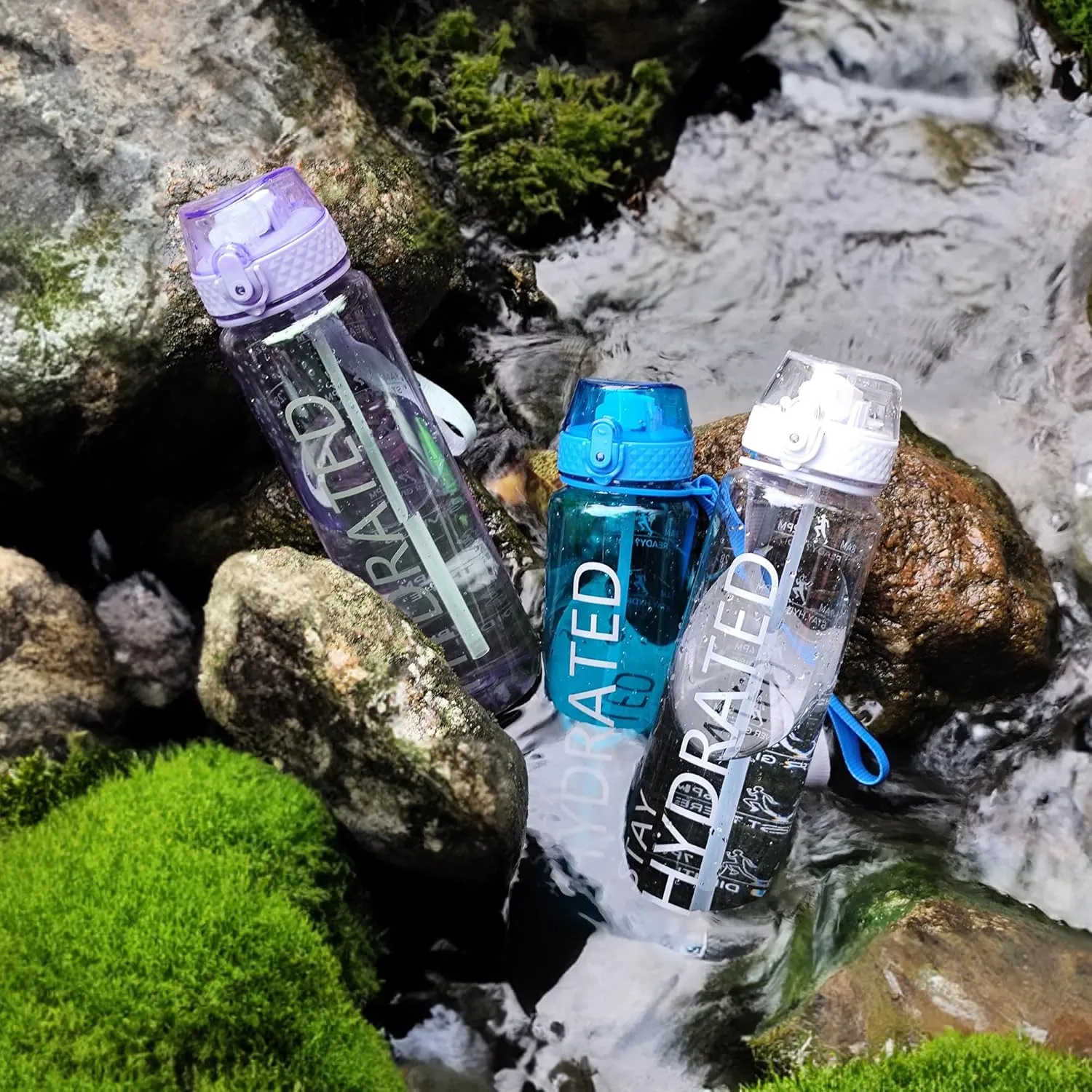 GOPPUS Clear Water Bottle With Straw 32oz Clear Sports Water Bottles Motivational with Time Marker Tritan BPA Free Clea Plastic Water Bottle Wide Mouth for Gym Travel Home School Office