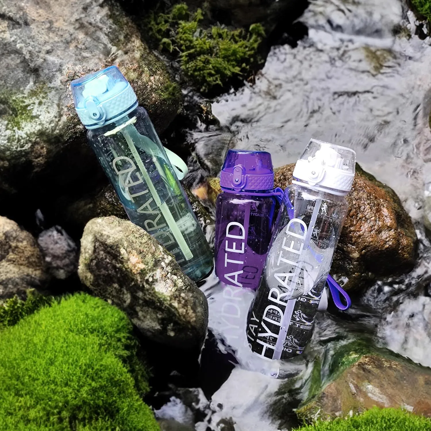 GOPPUS Clear Water Bottle With Straw 32oz Clear Sports Water Bottles Motivational with Time Marker Tritan BPA Free Clea Plastic Water Bottle Wide Mouth for Gym Travel Home School Office