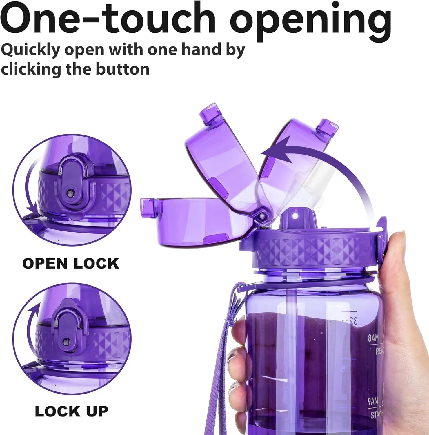 GOPPUS Clear Water Bottle With Straw 32oz Clear Sports Water Bottles Motivational with Time Marker Tritan BPA Free Clea Plastic Water Bottle Wide Mouth for Gym Travel Home School Office