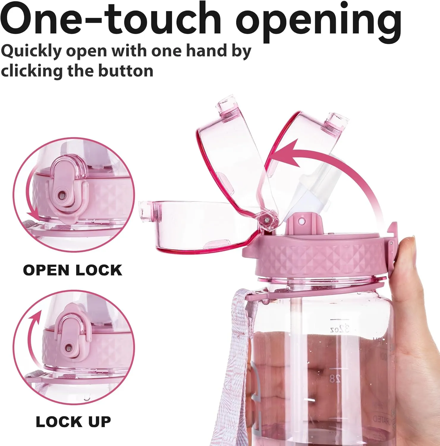 GOPPUS Clear Water Bottle With Straw 32oz Sports Water Bottles Motivational with Time Marker Tritan BPA Free Clear Plastic Water Bottle Wide Mouth for Gym Travel Home School Office