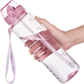 GOPPUS Clear Water Bottle With Straw 32oz Sports Water Bottles Motivational with Time Marker Tritan BPA Free Clear Plastic Water Bottle Wide Mouth for Gym Travel Home School Office