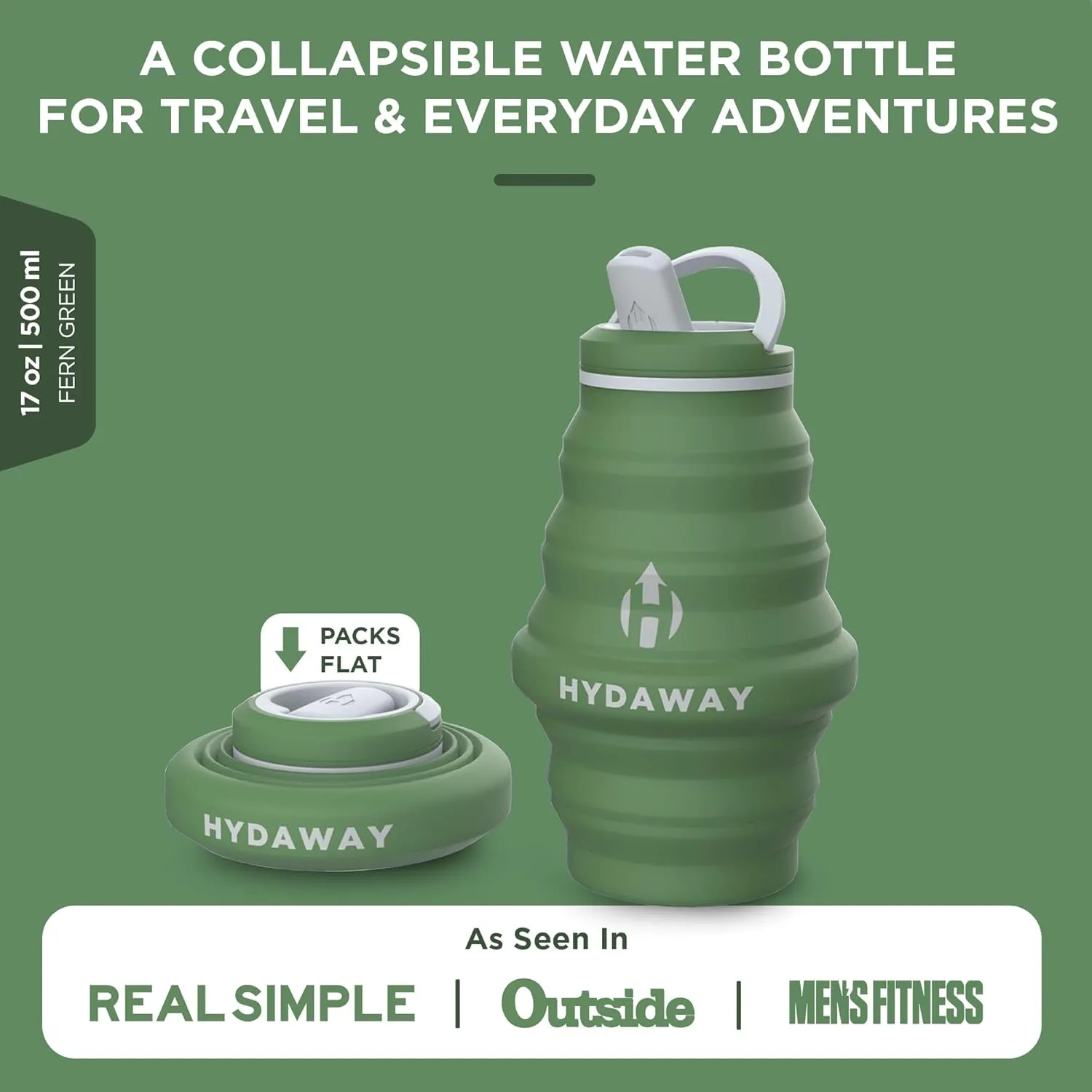 HYDAWAY 17oz Collapsible Water Bottle - BPA-Free, Leakproof, Lightweight, and Space-Saving - Perfect for Travel, Hiking, and Everyday Hydration
