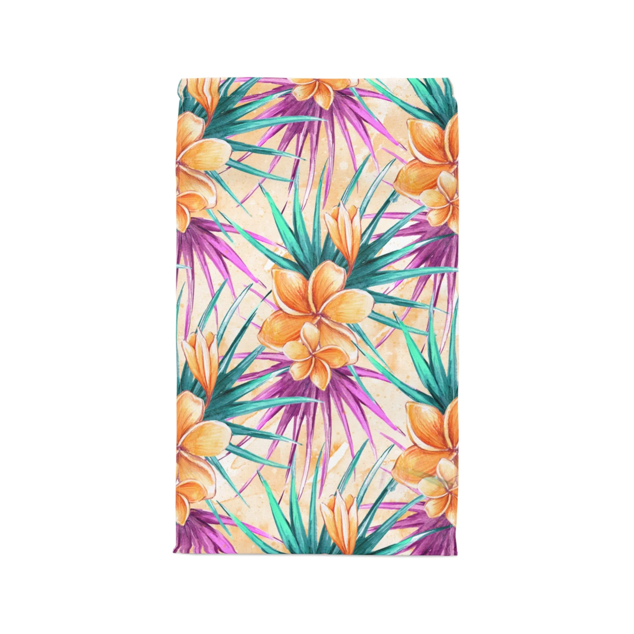 Insulated Lunch Bag Summer Floral Bag Frangipanis, Purple Leaves