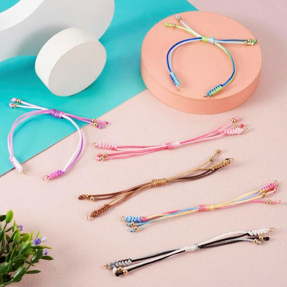 KISSITTY 8Pcs Adjustable Nylon Cord Bracelet Half-Finished Nylon Thread Rope Bracelet with Jump Ring for Wrist Charm Jewelry Making