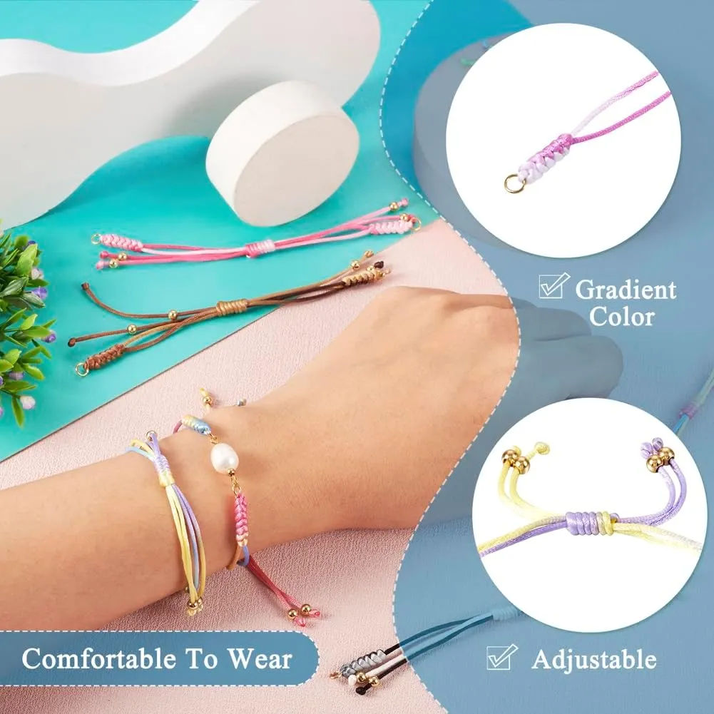 KISSITTY 8Pcs Adjustable Nylon Cord Bracelet Half-Finished Nylon Thread Rope Bracelet with Jump Ring for Wrist Charm Jewelry Making