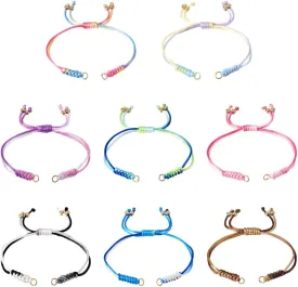 KISSITTY 8Pcs Adjustable Nylon Cord Bracelet Half-Finished Nylon Thread Rope Bracelet with Jump Ring for Wrist Charm Jewelry Making