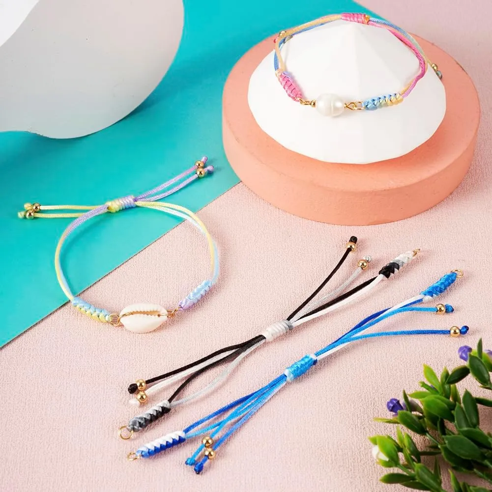 KISSITTY 8Pcs Adjustable Nylon Cord Bracelet Half-Finished Nylon Thread Rope Bracelet with Jump Ring for Wrist Charm Jewelry Making