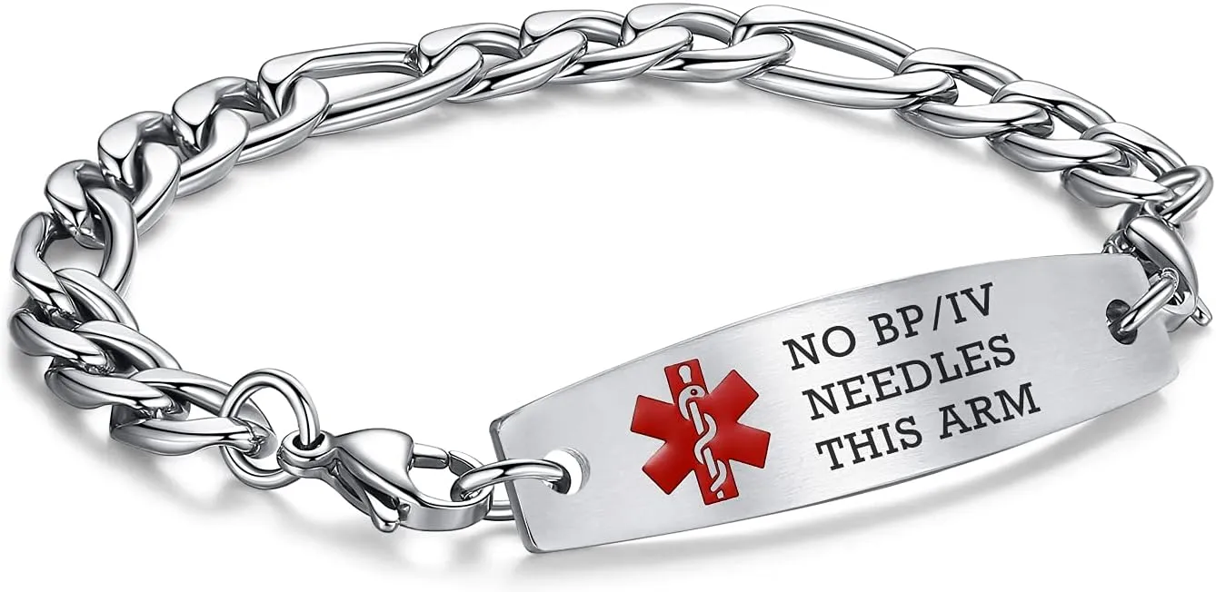 LinnaLove medical alert bracelets for men women Stainless steel Interchangeable medical bracelets, free engraving