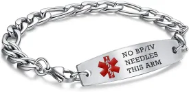 LinnaLove medical alert bracelets for men women Stainless steel Interchangeable medical bracelets, free engraving