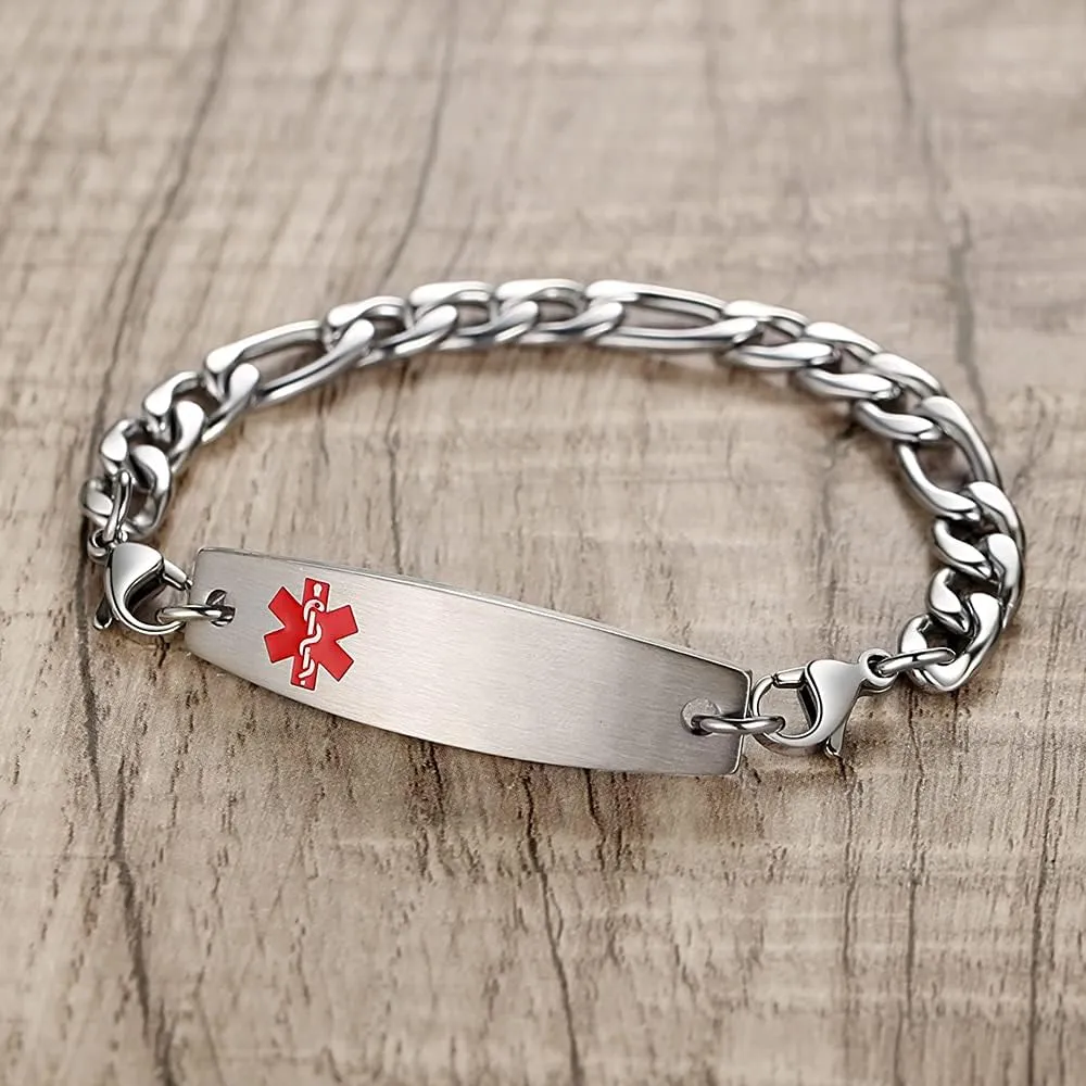 LinnaLove medical alert bracelets for men women Stainless steel Interchangeable medical bracelets, free engraving