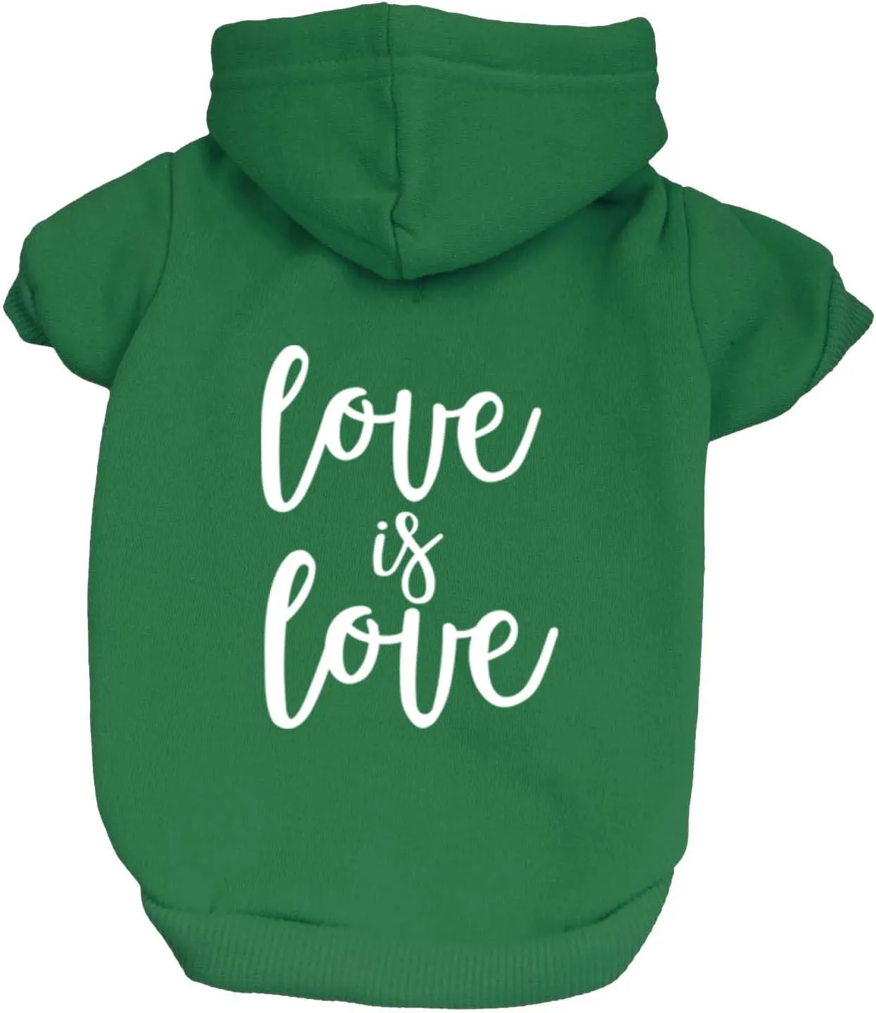 Love is Love Dog Hoodie | Fleece Lined |Leash Hole| Pride Day | LGBTQ  | Rainbow | Parade|Green, Small 305