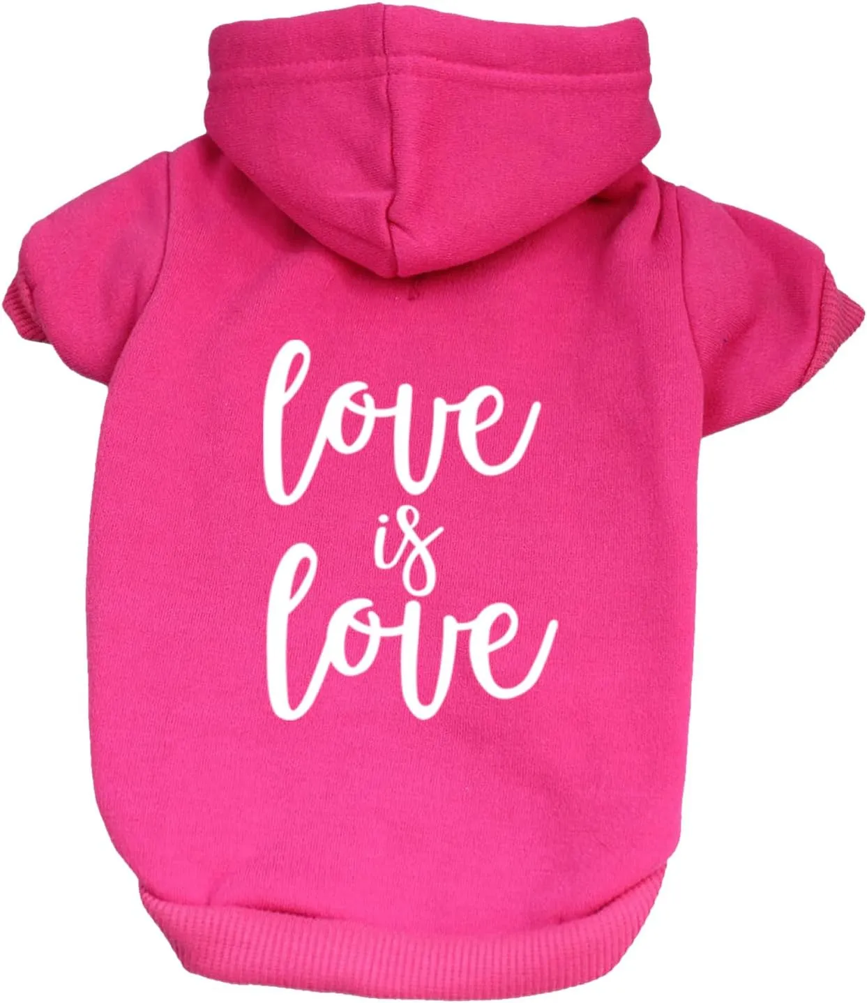 Love is Love Dog Hoodie | Fleece Lined |Leash Hole| Pride Day | LGBTQ  | Rainbow | Parade|Hot Pink, Small 305