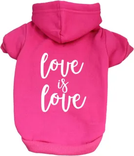 Love is Love Dog Hoodie | Fleece Lined |Leash Hole| Pride Day | LGBTQ  | Rainbow | Parade|Hot Pink, Small 305
