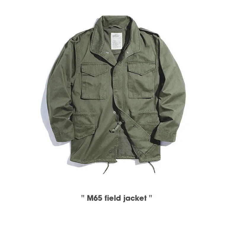 Maden M65 Jackets For Men Army Green Oversize Denim Jacket Military Vintage Casual Windbreaker Solid Coat Clothes Retro Loose