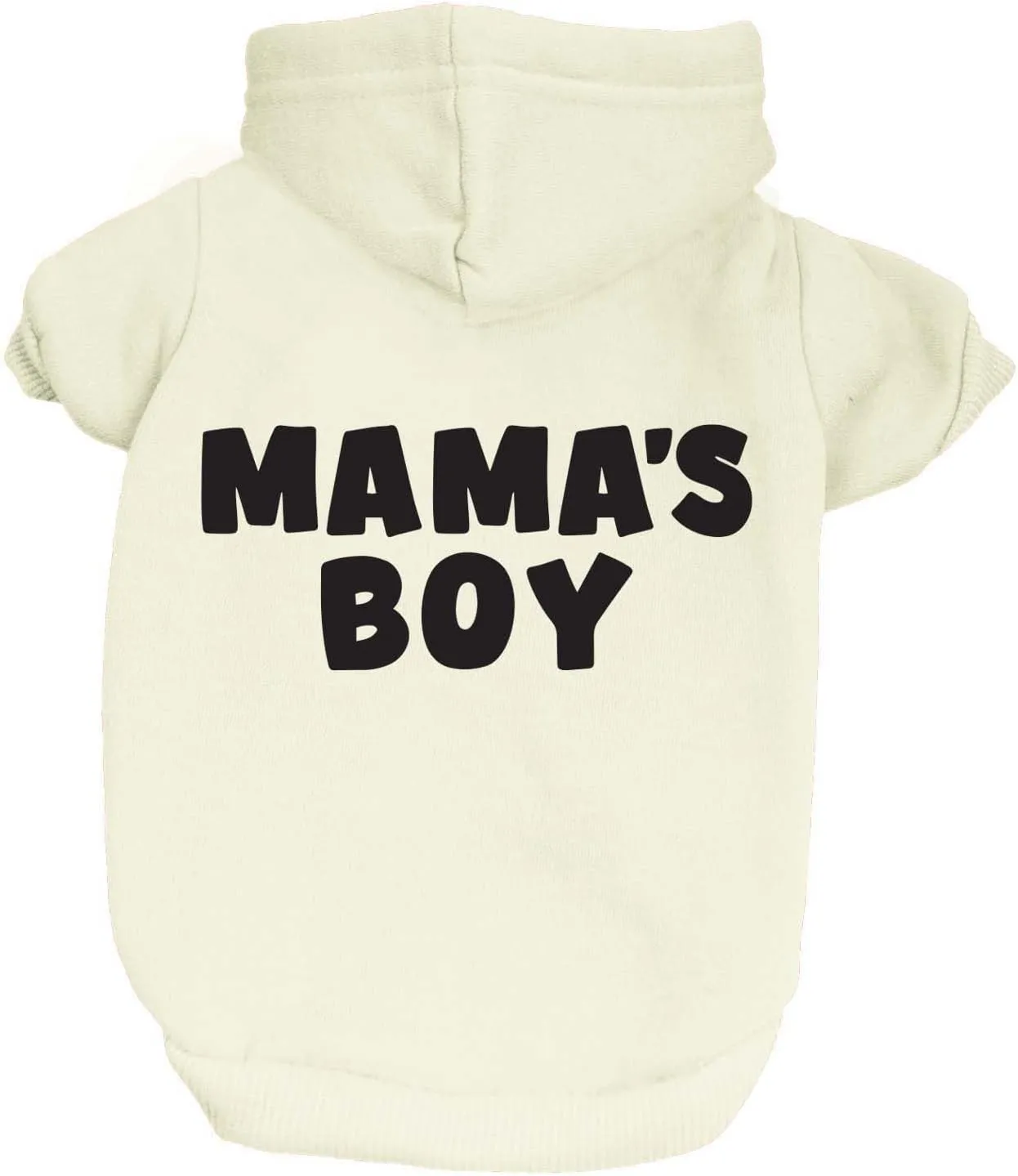 Mama's Boy Dog Hoodie | Fleece Lined |Leash Hole for Mom | Valentine's Day | Prop Photoshoot |Cream, 6X-Large (1245)