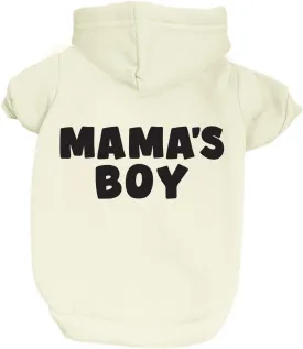 Mama's Boy Dog Hoodie | Fleece Lined |Leash Hole for Mom | Valentine's Day | Prop Photoshoot |Cream, 6X-Large (1245)