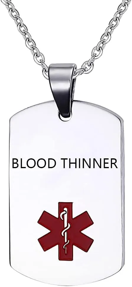 Medical Alert Necklace for Men Women Stainless Steel Medical ID Tag Pendant Necklace